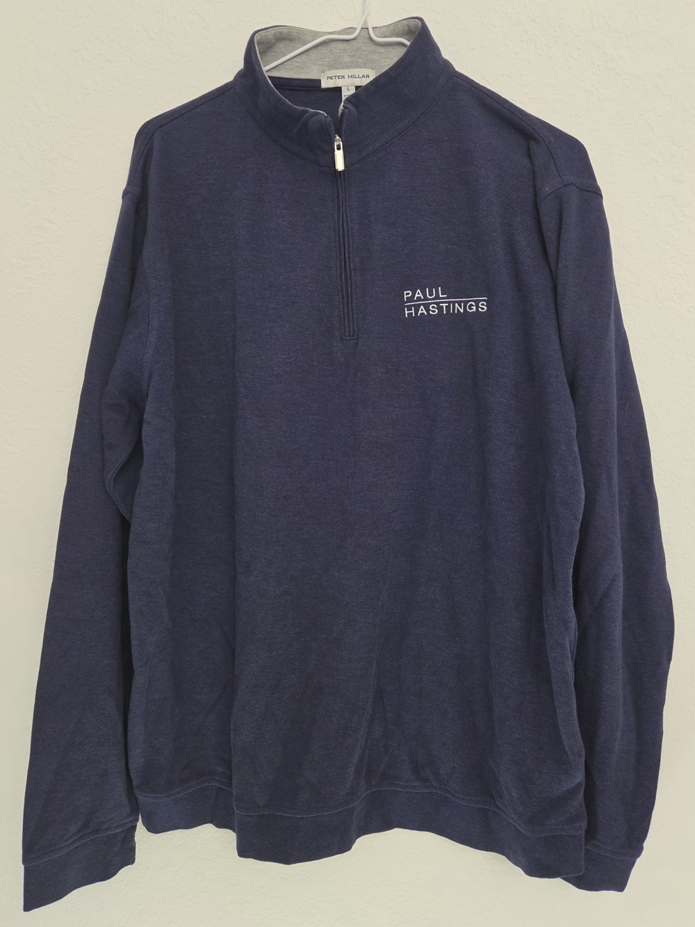Peter Millar Navy Half-Zip Pullover with Paul Hastings Embroidery